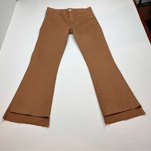 Frame Le Crop Mini Boot Coated Jeans Womens Size 24 Mid-rise Brown Tan Camel NEW